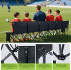 NAIZEA 6-Seat Sports Bench, Folding Bench Chair Sideline Benches with Back, Stadium Seats Camping Chairs Portable Team Benches for Soccer & Football Sidelines, Tailgating, Camping & Events,2 Pack