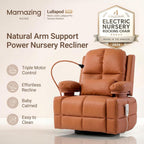 MAMAZING Lullapod Power Nursery Rocking Chair with HugAssist Armrest | Triple Motor Power Nursing Recliner with 270° Swivel Glider & Quiet Rocking, Dual Charging Ports & Built-In Storage