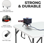 Our Modern Space 34" Square Foldable Table with Built in Handle & Steel Legs | Heavy Duty Portable | Perfect for Party, Dining, Wedding, Events, Picnic Indoor, Outdoor, Camping, Utility, Temporary