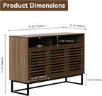 FENSULN Buffet Sideboard Cabinet Modern Storage Cabinet with Louvered Door and Adjustable Shelf for Kitchen, Coffee Bar, Living Room, Brown