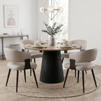 Dining Chairs Set of 4, Modern Upholstered Faux Leather Kitchen Chairs with Curved Back, Easy to Assemble & Clean for Dining Room, Restaurant, Cafe, Warm Gray