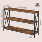 MAHANCRIS 47.2" Sofa Table, Industrial Console Table, 3-Tier Narrow Sofa Table with Storage Shelves, Foyer Table for Entryway, Hallway, Kitchen, Living Room and Bedroom, Rustic Brown CTHR800201