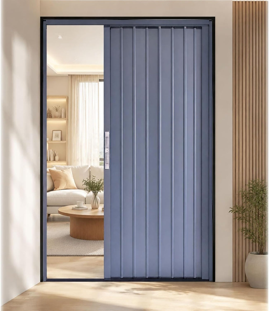 Aluminum Custom Folding Door Space Saving Divider for Bedroom Kitchen Corridor Balcony Terrace Retail Store Cafe, Easy to Install Accordion Doors Panel(32x78in(81x198cm))