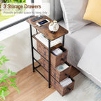 LOAKEKEL Narrow End Tables Living Room Set of 2 with Charging Station