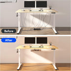 FLEXISPOT EN2 Whole-Piece Standing Desk with Clamp Power Strip, 55 x 28 Electric Stand Up Height Adjustable Desk with Cable Management (White Frame + 55" Maple Top, 2 Packages)
