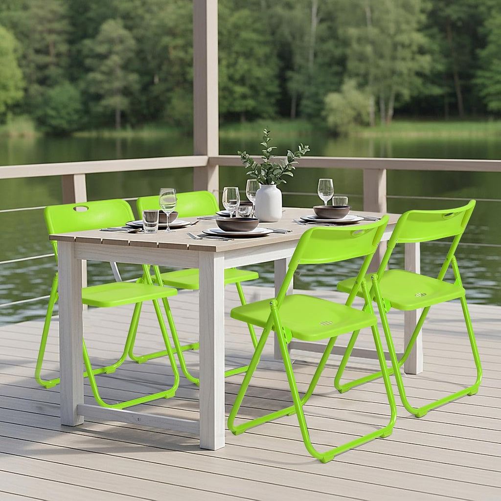 Karl home 4 PCS Plastic Folding Chair, Lightweight Foldable Chair, Green | 300LBS Capacity, Reinforced Metal Frame, for Events Office Wedding Party Picnic Kitchen Dining