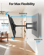 USX STAR 85 86 98 100 inch Heavy Duty TV Wall Mount for 37-105 inch Large TVs, Pre-Assembled TV Mount with Tool-Free Tilt, Up to 170lbs, VESA 800 x 600mm, 24″ Wood Studs