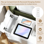 Giantex Night Stand Set 2 with Charging Station, Flip Top End Side Table w/USB Port & Outlets, Modern Bedside Table w/Storage Drawer, Cabinet, Magazine Rack, Narrow Wood Nightstand for Bedroom (White)