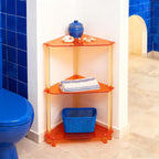 3-Tier Triangle End Table, Orange Acrylic Side Table for Living Room, Bedroom, Office, Freestanding Corner Shelf Stand for Small Space, 11.8"x11.8"x26", 22 lbs Capacity