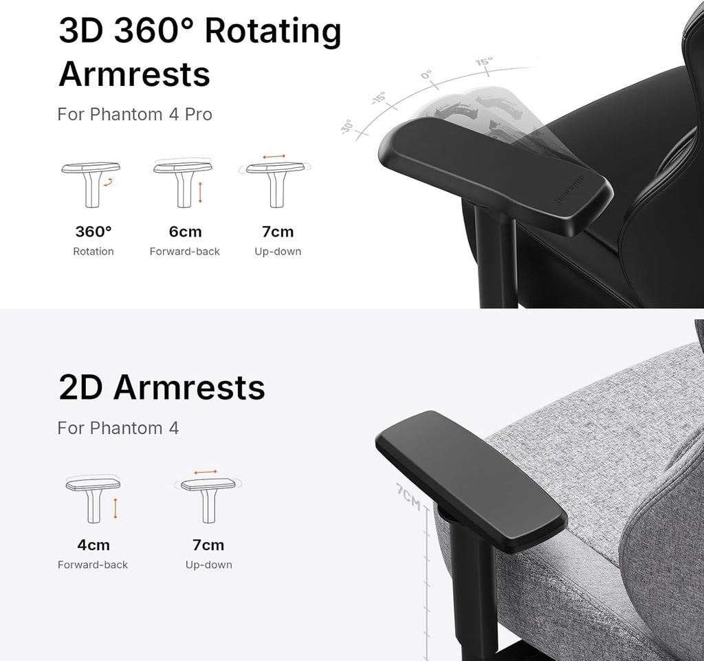 Anda Seat Phantom 4 Pro PVC Leather Gaming Chairs for Adults - Large Wide Seat Gamer Chair with Dynamic Lumbar Support, Ergonomic Video Game Seats with Magnetic Headrest - 3D Armrests, Royal Black