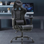 BestOffice Ergonomic Gaming Chair, Grey, Adjustable, Vibration, Faux Leather