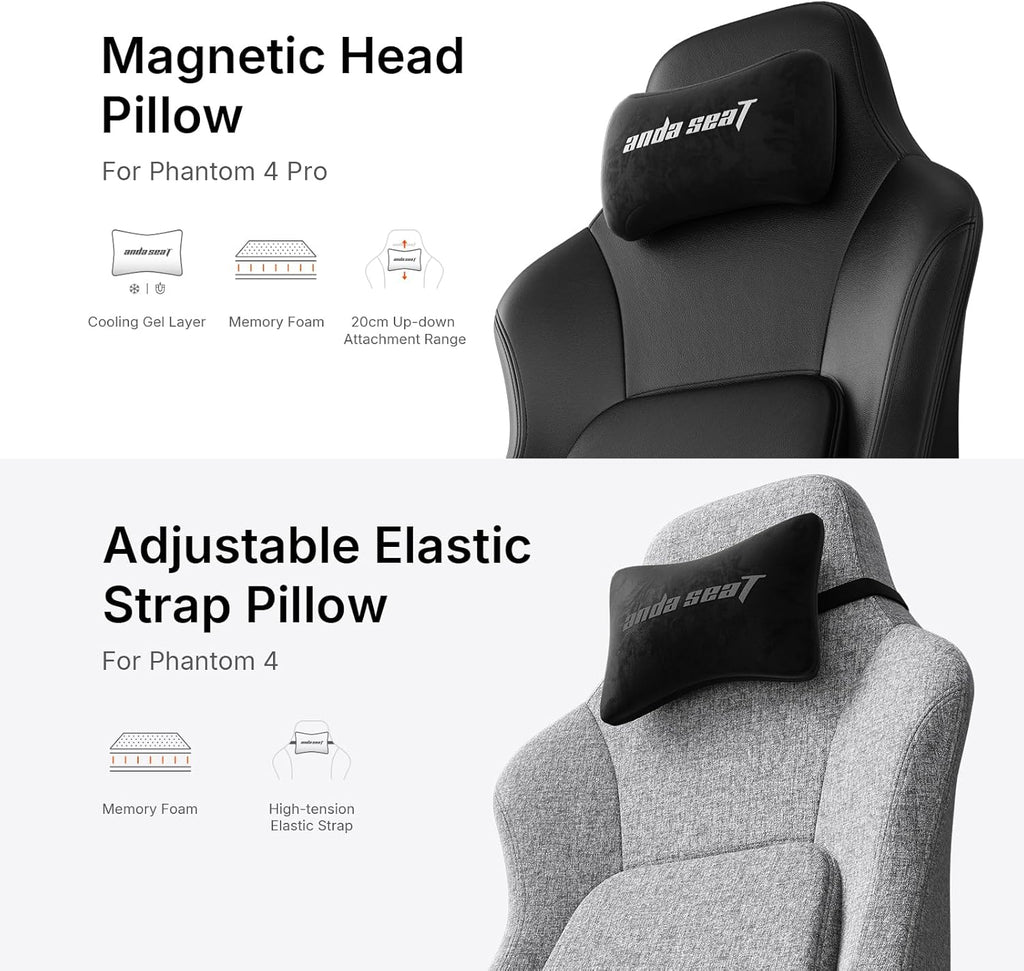 Anda Seat Phantom 4 Pro PVC Leather Gaming Chairs for Adults - Large Wide Seat Gamer Chair with Dynamic Lumbar Support, Ergonomic Video Game Seats with Magnetic Headrest - 3D Armrests, Royal Black