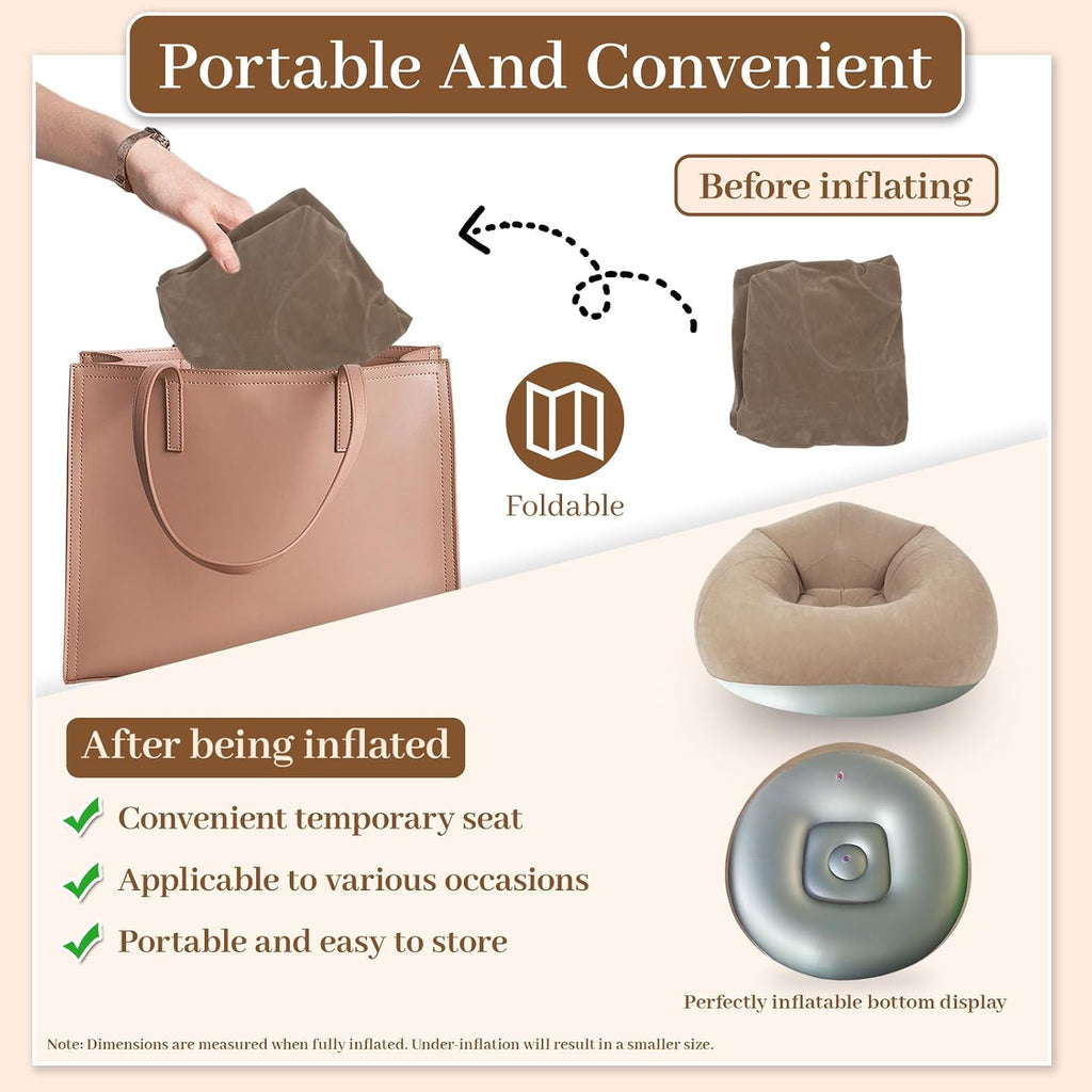 Inflatable Bean Bag Chairs for Adults with Electric Air Pump, Floding Portable Blow Up Couch, Inflatable Lazy Sofa for Outdoor, Movie Nights, Camping and Room (2pcs-Brown)