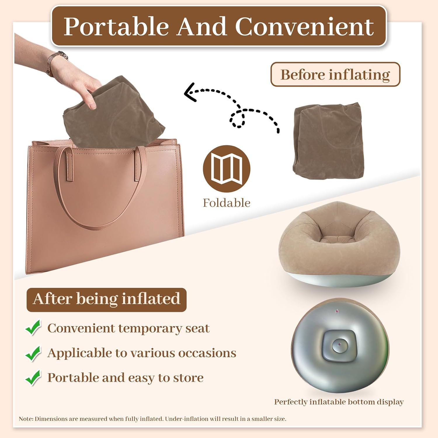 Inflatable Bean Bag Chairs for Adults with Electric Air Pump, Floding Portable Blow Up Couch, Inflatable Lazy Sofa for Outdoor, Movie Nights, Camping and Room (2pcs-Brown)