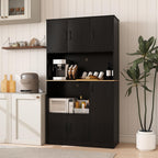 71" Large Kitchen Hutch with Power Outlet, Freestanding Pantry Cabinet with Microwave Shelf, Kitchen Cabinet with Countertop, Dining Room Hutch