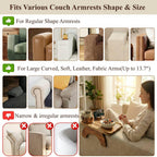 Couch Armrest Table, Acacia Wood Sofa Arm Tray with 360° Rotating Phone & Cup Holder, Clip-On Arm Rest Table for Couch, Anti-Slip Armrest Tray for Snacks & Drinks, 15.4" x 9.8"