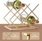 Countertop Wine Rack - 5 Bottle Freestanding Modern Gold Metal Small Wine Rack - Tabletop Wine Holder Stand for Cabinet, Pantry, Wine Bottle Storage…