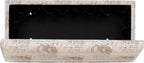Linon Carmen Ivory and Beige Seashell Upholstered Lift Top Storage Ottoman with Wooden Feet