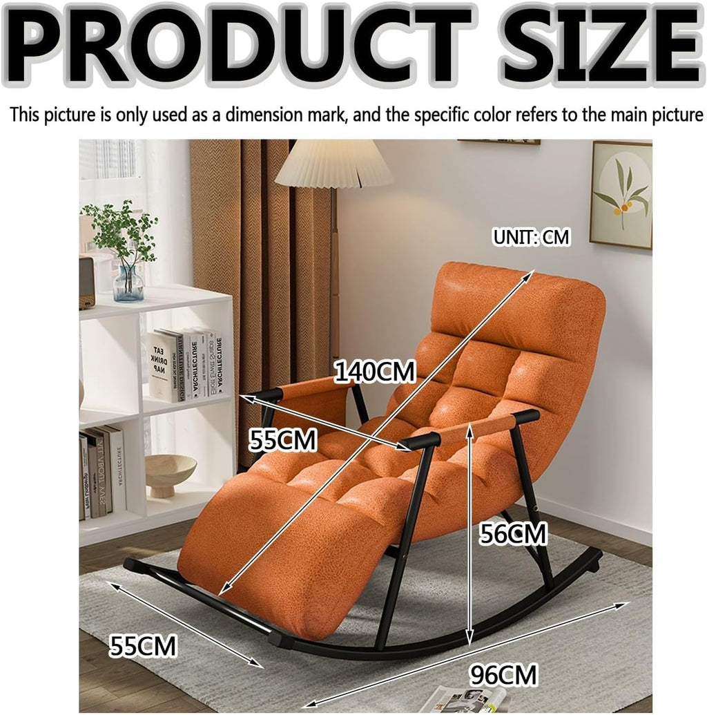 Leisure Rocking Chair and Footstool Set,Modern Living Room Rocking Chair with Cushion,Bedroom Breathable Sofa Lounger with Legrest,Comfortable Garden Rocking Chair with Armres,Light Blue,One