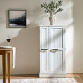 23.6" D*15.5" W*47" H Freestanding Kitchen Pantry with 8 Shelves, Double Door with 3 Shelves, Rectangular Storage Cabinet, Modern Minimalist, for Living Room, Dining Room, White