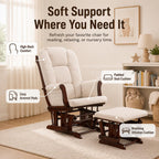 5 Piece Glider Rocker Replacement Cushion Set with Ottoman, Soft Padded Nursery Glider Chair Cushions with Armrest Pads and Side Pocket, Tie-On Rocking Chair Cushions,Pink