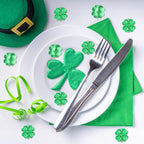 Acrylic Shamrocks St Patricks Day Decorations, 65pcs Mini Green Clear Crystal Clover Vase Filler Ornaments for Table Centerpieces DIY Crafts