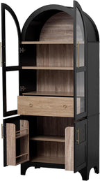 Kitchen 71" Arched Pantry Hidden Storage，Black-V | Adjustable Shelves Soft-Close Doors Anti-Tip Safety 4-Door Racks Durable MDF Multi-Room Use