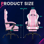 Gaming Chair Office Chair Desk Chair with Footrest Lumbar Support Headrest Armrest Task Rolling Swivel Ergonomic E-Sports Adjustable PC Gamer Chair(Pink)