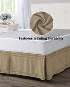 Bed Skirts Queen Size 16 Inch Tailored Drop Beige Textured Woven Pattern Wrap Around Bed Skirt with Split Corners Hotel Quality Bedskirt Solid Color Dust Ruffle for Queen Bed Skirt Bedroom Decor