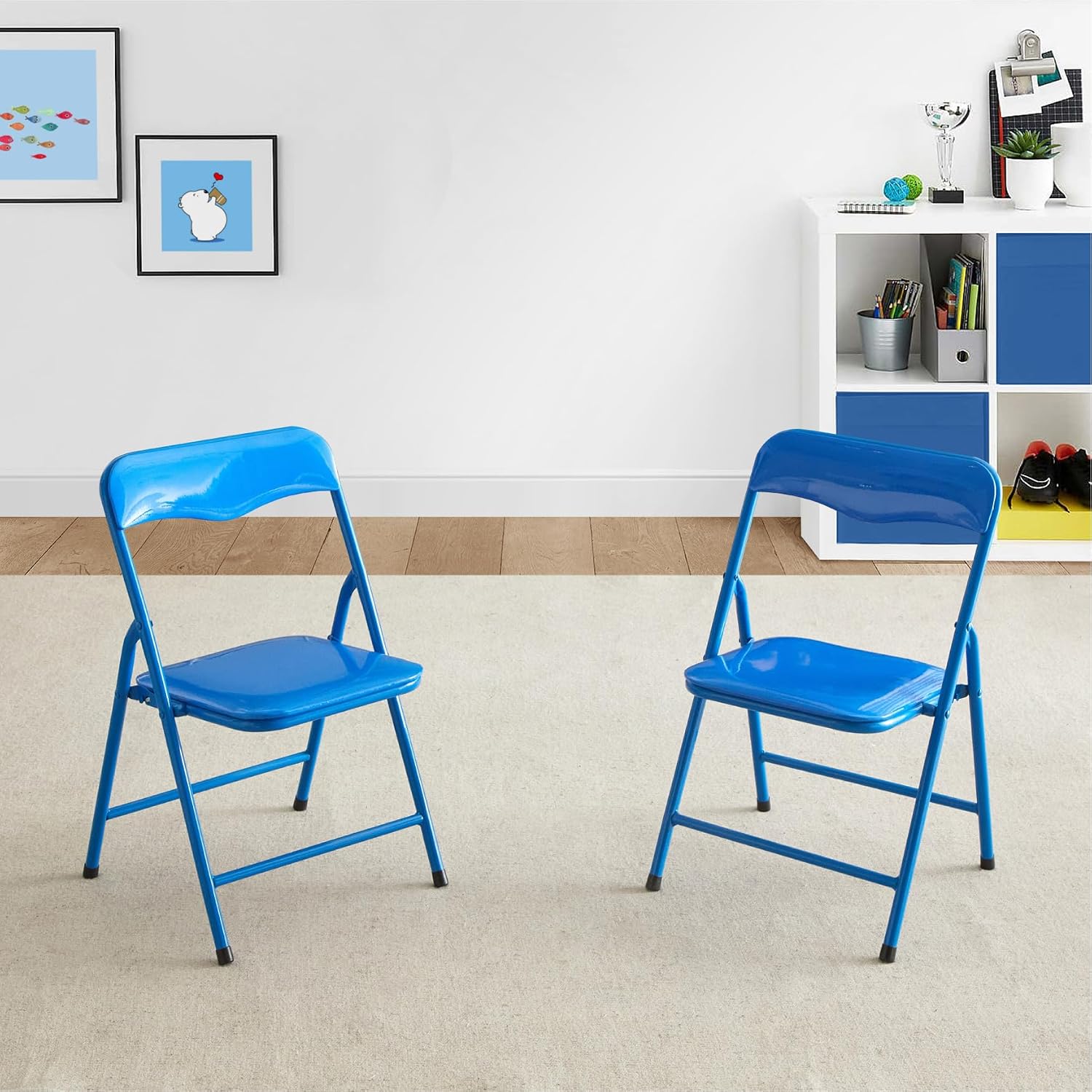 Heritage Kids Padded Folding Chair for Kids, Set of 2, Blue, Ages 3+