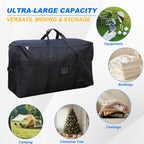 Christmas Tree Storage Bag 4 FT Large Moving Bags with Strong Zipper & Comfortable Handles, Sturdy & Durable Clothes Storage Bags Totes Bins, Black Packing Moving Boxes for College Supplies