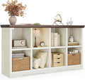 OffiGo 8 Cube Organizer Bookcase, Modern Farmhouse Open Shelf for Storage Bins & Decor, Display Bookshelf Console Closet for Living Room, Bedroom, Home Office, Walnut+White