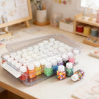 Bead Organizer Box with 54 Small Containers, 13.8" L x 9.3" W x 2.6" H Clear Plastic Bead Storage Box for Jewelry Making, Craft, Beads, DIY
