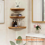 Gieanoo Floating Corner Shelves for Wall Set 2 7inch Solid Oak Rounded Corner Shelves Wall Mounted with Cable Hole Wood Corner Hanging Shelves for Living Room Bedroom Bathroom Kitchen