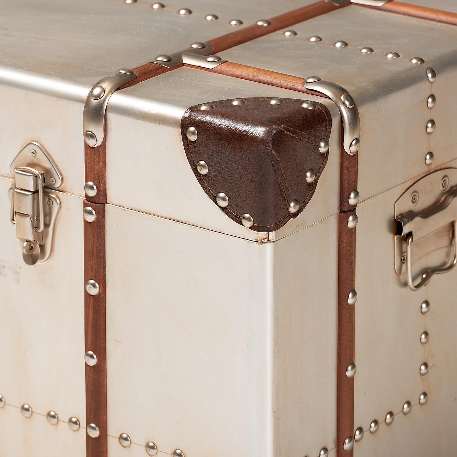 Baxton Studio Bechet Storage Trunk, Silver