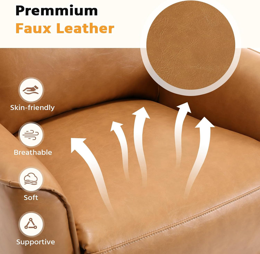 HAOMARKETS Swivel Rocker Recliner Chair Set of 2, Manual Faux Leather Glider Rocking Recliners for Adults, 360° Swivel Nursery Reclining Sofa with Storage Pocket