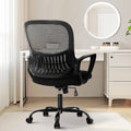 Sweetcrispy Home Office Managerial Executive Chair with Ergonomic Design, Mid-Back Mesh 360° Swivel, Comfortable Lumbar Support, Comfy Arms for Bedroom,Study,Student, Black