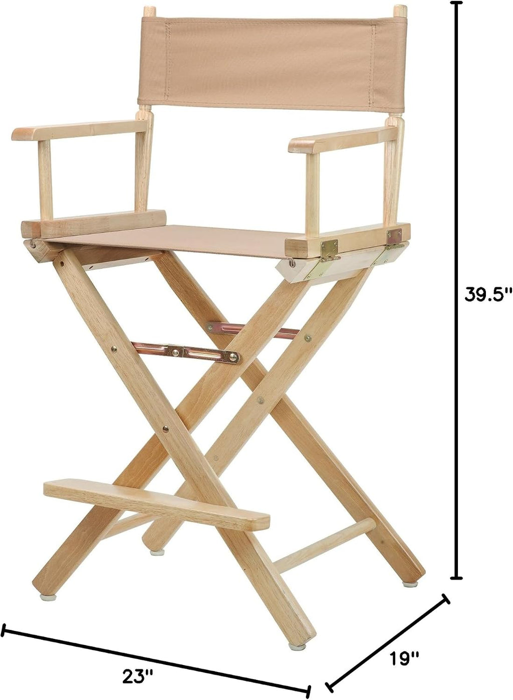 Casual Home 24" Director's Chair Natural Frame with Tan Canvas, Counter Height