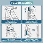Foldable Toddler Tower, 3 Adjustable Height Toddler Standing Tower, Wooden Kids Kitchen Stool Helper with Safety Rails, Space Saving Kids Step Stool - Ages 18 Months to 6 Years