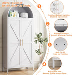 72.8" White Metal Arched Pantry Cabinet for Kitchen Storage, Tall 2-Door Cupboard with 6 Adjustable Shelves, Magnetic Closure & Anti-Tip Kit, 15.4" D x 30.7" W, Assembly Required