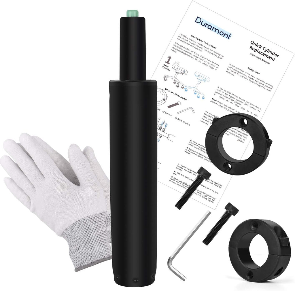 Duramont Office Chair Cylinder Replacement - Gas Lift, Hydraulic Piston - Universal Fit for All Chairs - Heavy Duty, Adjustable Height - Includes Easy Removal Tool, Installation Instructions & Gloves