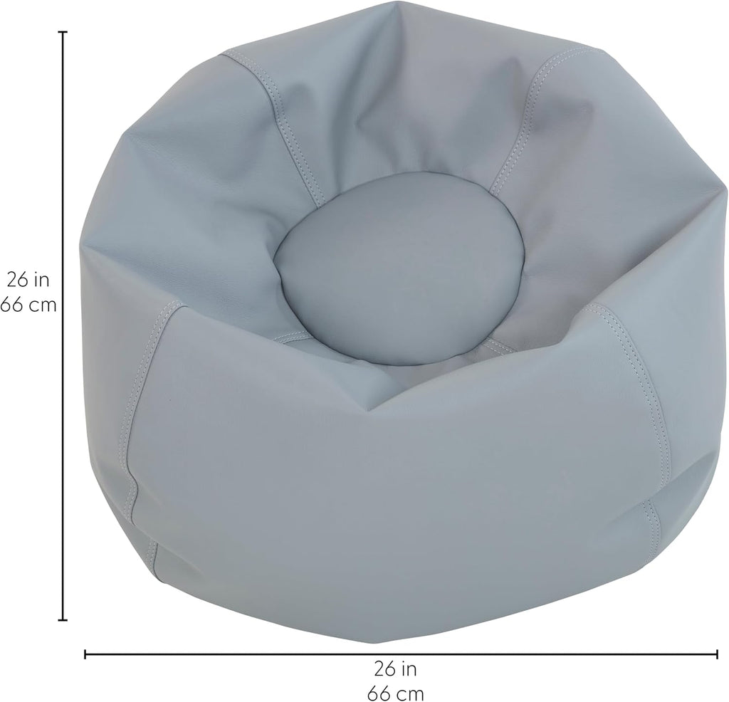 FDP SoftScape Classic 26" Junior Bean Bag Chair, Furniture for Kids, Perfect for Reading, Playing Video Games or Relaxing, Alternative Seating for Classrooms, Daycares, Libraries or Home - Gray