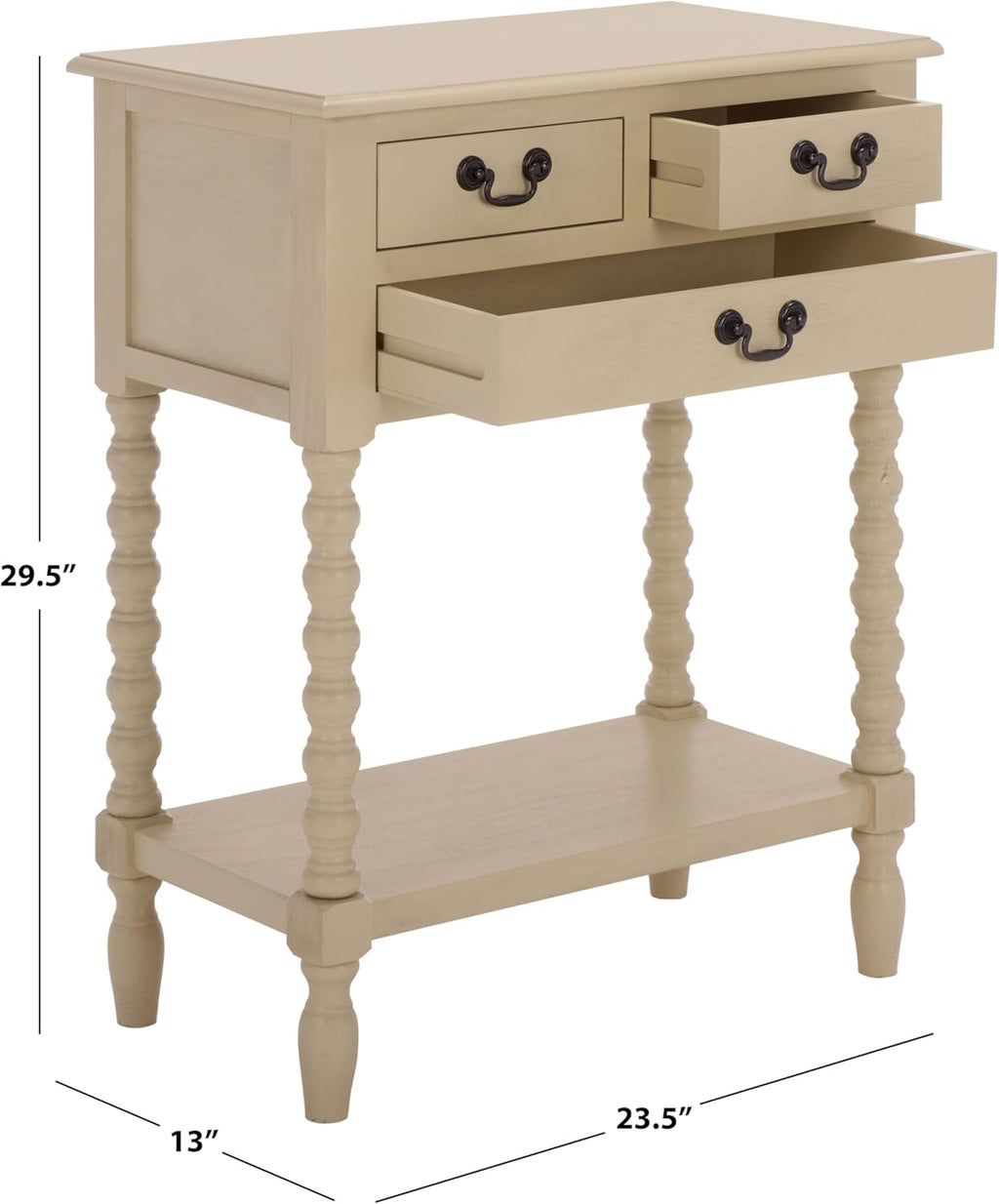 SAFAVIEH Furniture - Athena 3-Drawer Console Table - Sand - Solid Wood - Farmhouse Classic Design - Ideal for Entryway, Living Room, Hallway, 23.5" W x 13" D x 29.5" H (CNS5703E)