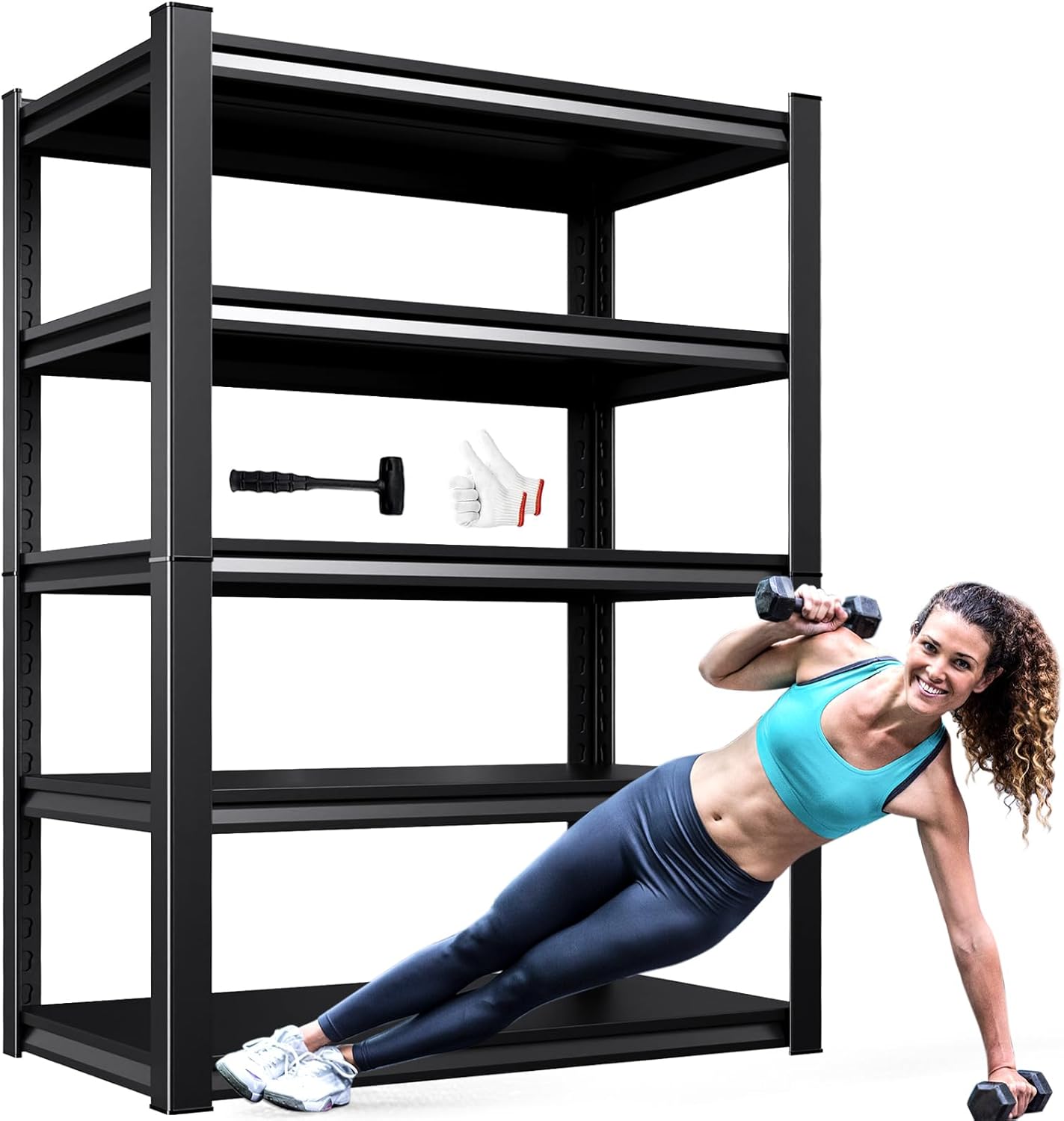 Heavy Duty Metal Garage Shelving Unit, 71.2" H x 35.4" W x 16" D, 5-Tier Adjustable Storage Shelves for Garage Storage, Standing Shelf Unit & Shelves Organizer for Home, Warehouse, Workshop