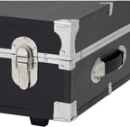 HomeStock Seaside Style Heavy Duty 31" Under Bed College Storage Trunk with Wheels & Lock, Latch Closure Type, 30" L x 8.25" W x 18.25" H, Ideal Camp Dorm Room Trunk Footlocker Antique Black