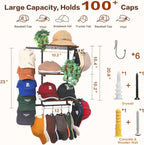 Keebofly Hat Rack for Wall with Shelf for Handbags, Purse,Bennies, Perfumes & Cosmetics Display, Hat Holder Storage for 100+ Caps, Baseball Cap Organizer & Beanie Holder for Closet, Entryway, Bedroom