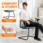 CLATINA Office Guest Chair with Adjustable Lumbar Support and Mesh Back Computer Chairs with Sled Base Desk Chair no Wheels for Reception Conference Room Waiting Guest Study Room Gray 1PK