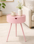 TOPWAVE Small Round Side Table – Lift-Top Storage PVC Table, Metal Legs, Perfect for Living Room & Small Spaces, Multiple Colors