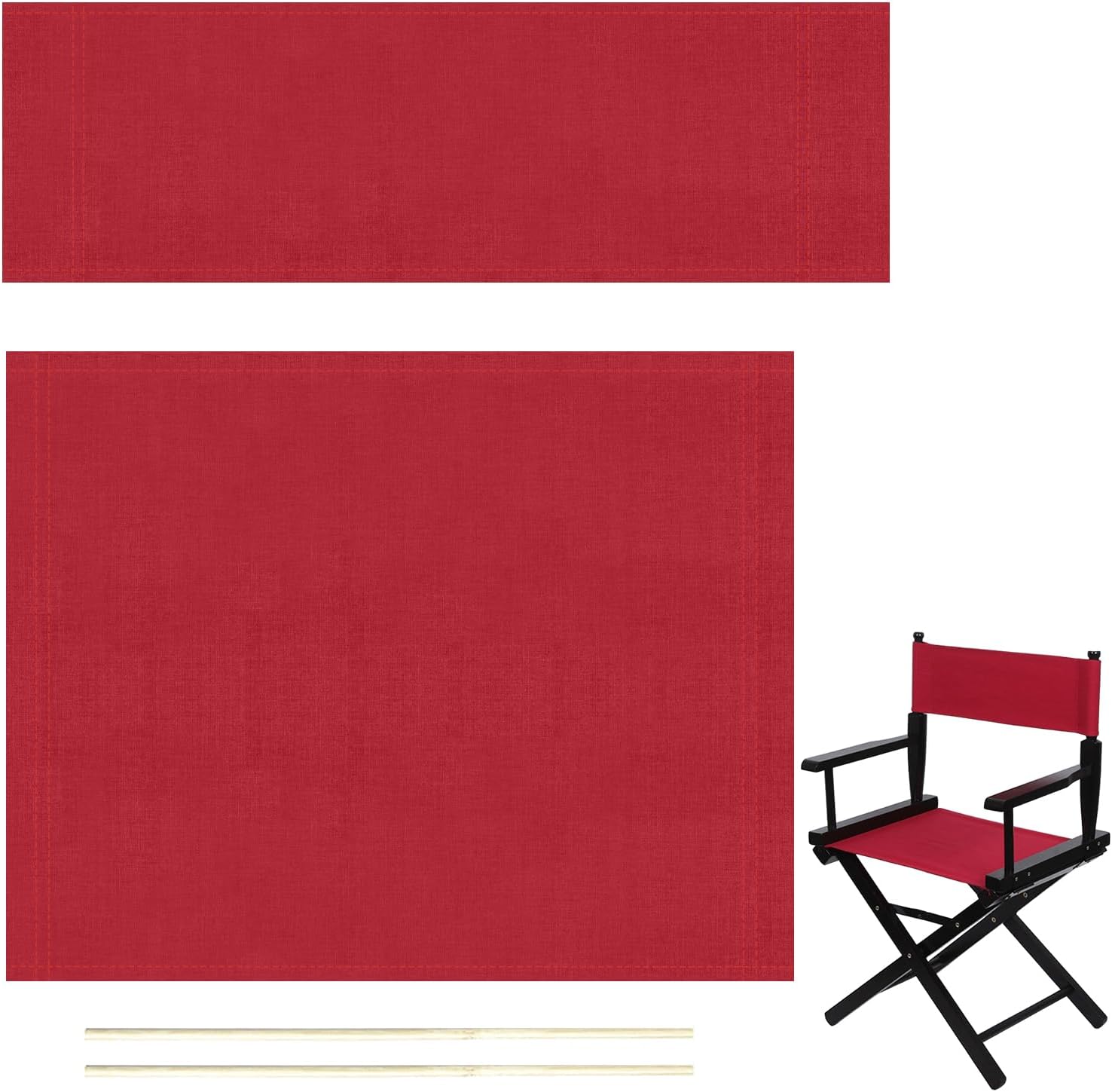 Director Chair Replacement Canvas, Directors Chair Replacement Covers For Beach Chairs, White Black Red Rainbow Canvas Seat Stool Protector For Home Director (Red)