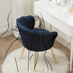 Czlolo Accent Chairs Set of 2, Velvet Vanity Chair with Back, Mid-Century Modern Small Accent Chair for Living Room, Golden Metal Legs Upholstered Makeup Chair, Bedroom Armchair, Dark Blue